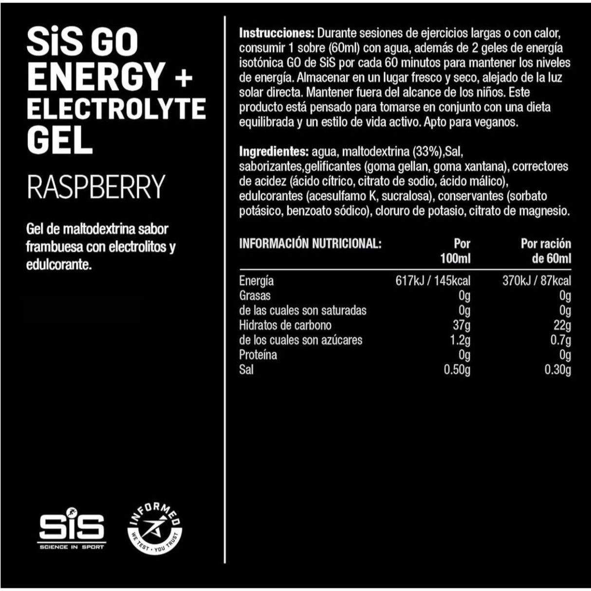 Gel Energético Isotónico SIS Frambuesa 60ml - Hidratación y energía 4