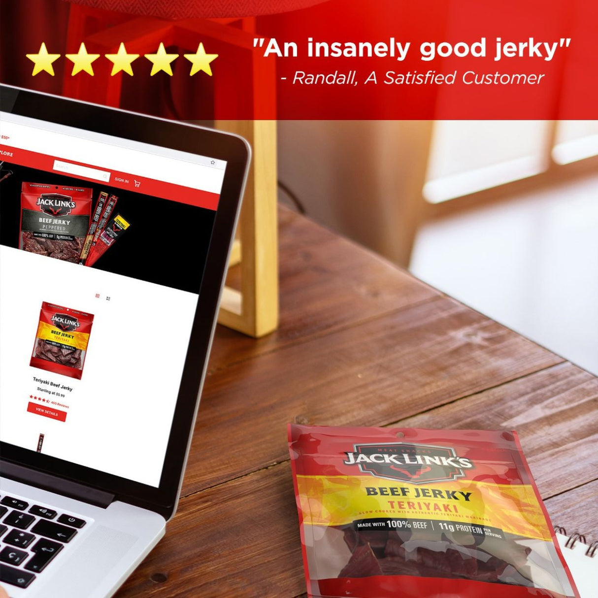 Carne Seca Beef Jerky Teriyaki Jack Links Paquete 3.25 Oz - Energía deportiva 2
