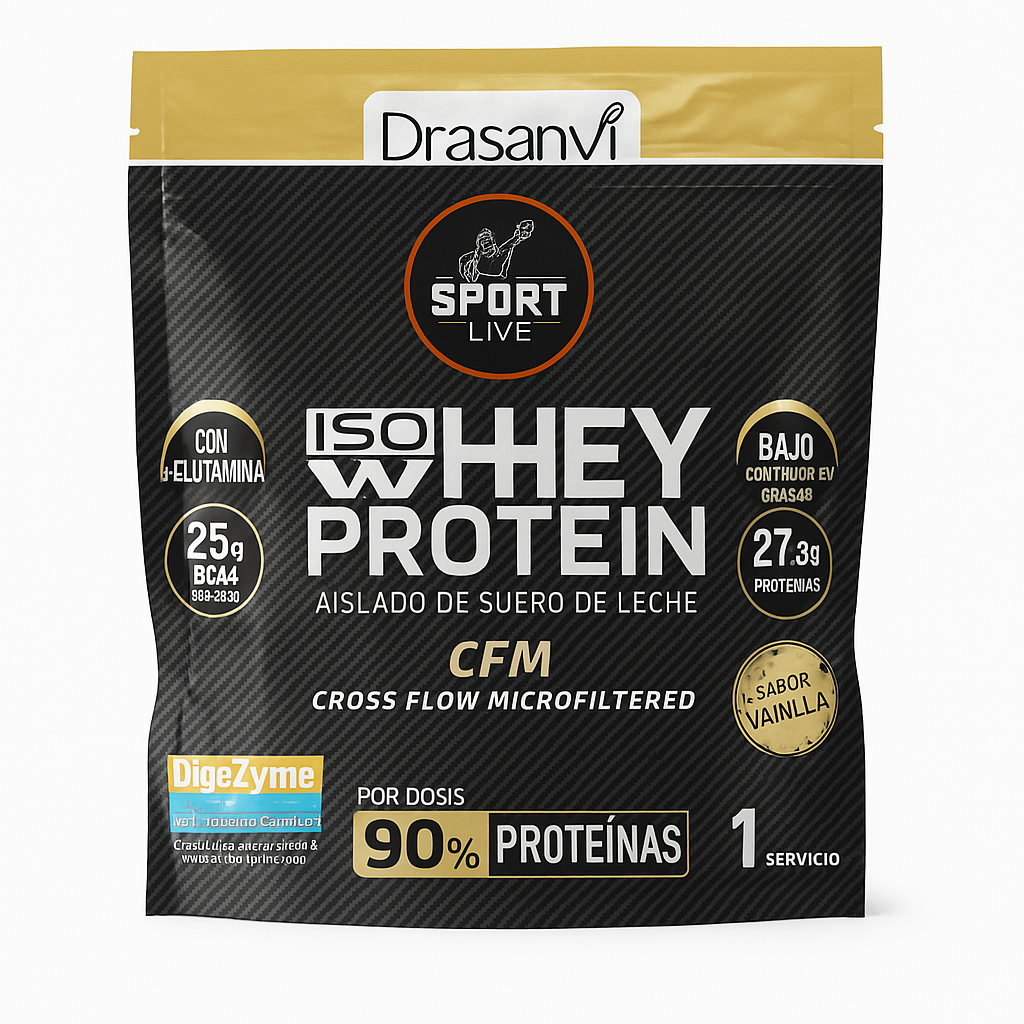 Proteínas Drasanvi Aislado Vainilla 12 Sobres - Recuperación Muscular Imagen 1