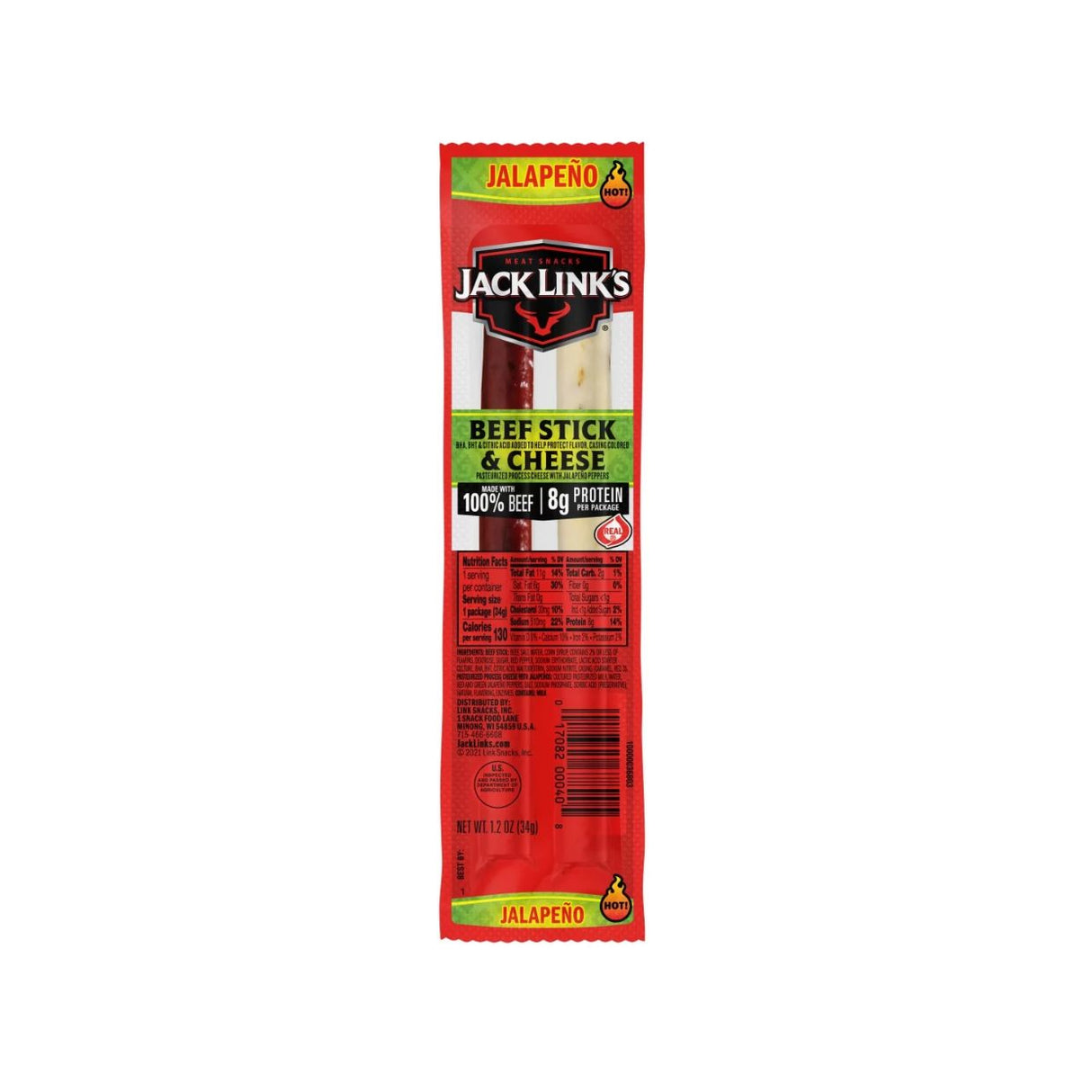 Palitos De Carne + Queso Jl 1.2oz - Jalapeño - Energía deportiva