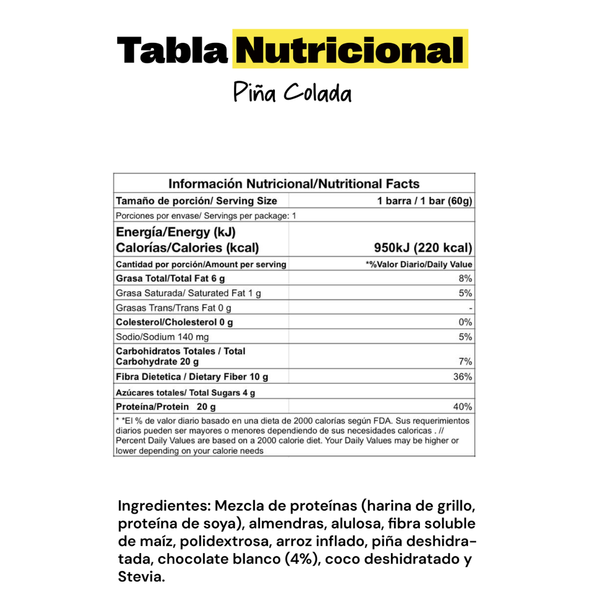 Barra proteína vegetal Gricket piña colada CR [img4]