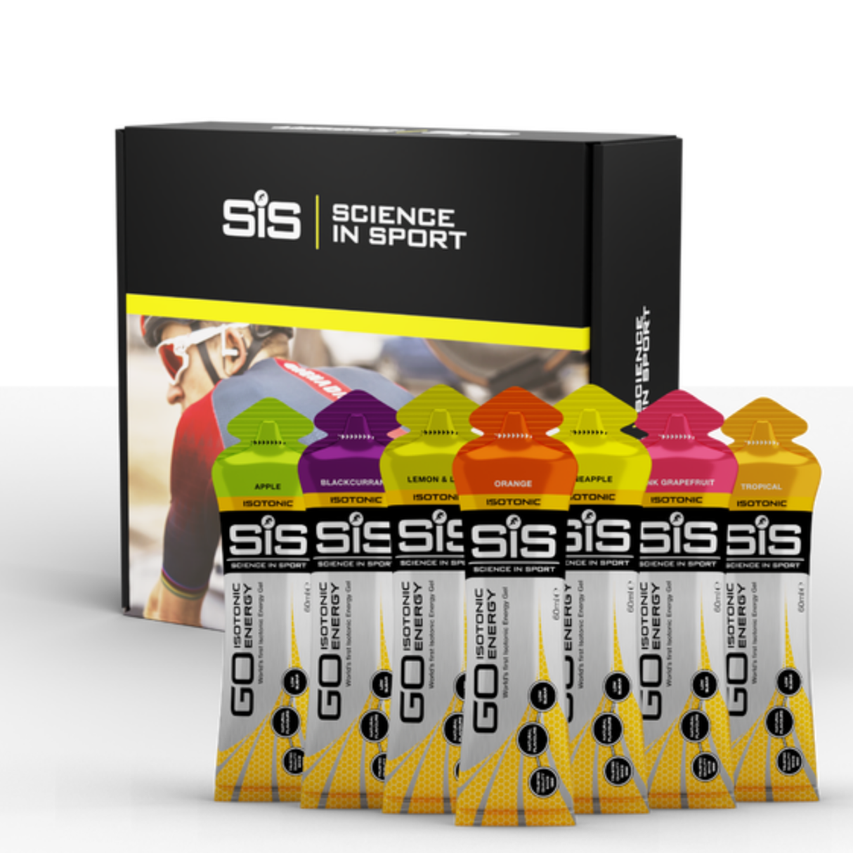 SiS GO Isotonic Energy] Pack 7 unidades – Gel de rápida absorción para ciclismo [imagen 1].