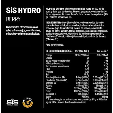 Pastillas Hidratantes SIS GO Hydro con Electrolitos Mora 20 Tabletas - Hidratación y energía 5