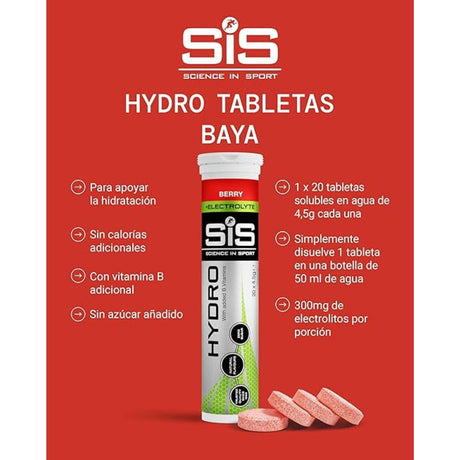 Pastillas Hidratantes SIS GO Hydro con Electrolitos Mora 20 Tabletas - Hidratación y energía 3