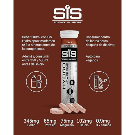 Pastillas Hidratantes SIS GO Hydro con  Electrolitos + cafeína Cola 20 Tabletas - Hidratación y energía 4