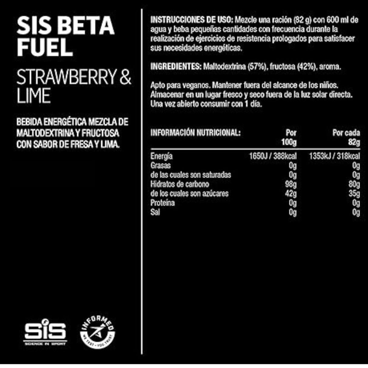 Bebida Energética SIS en Polvo Beta Fuel Lima Fresa 80gr - Energía deportiva 3