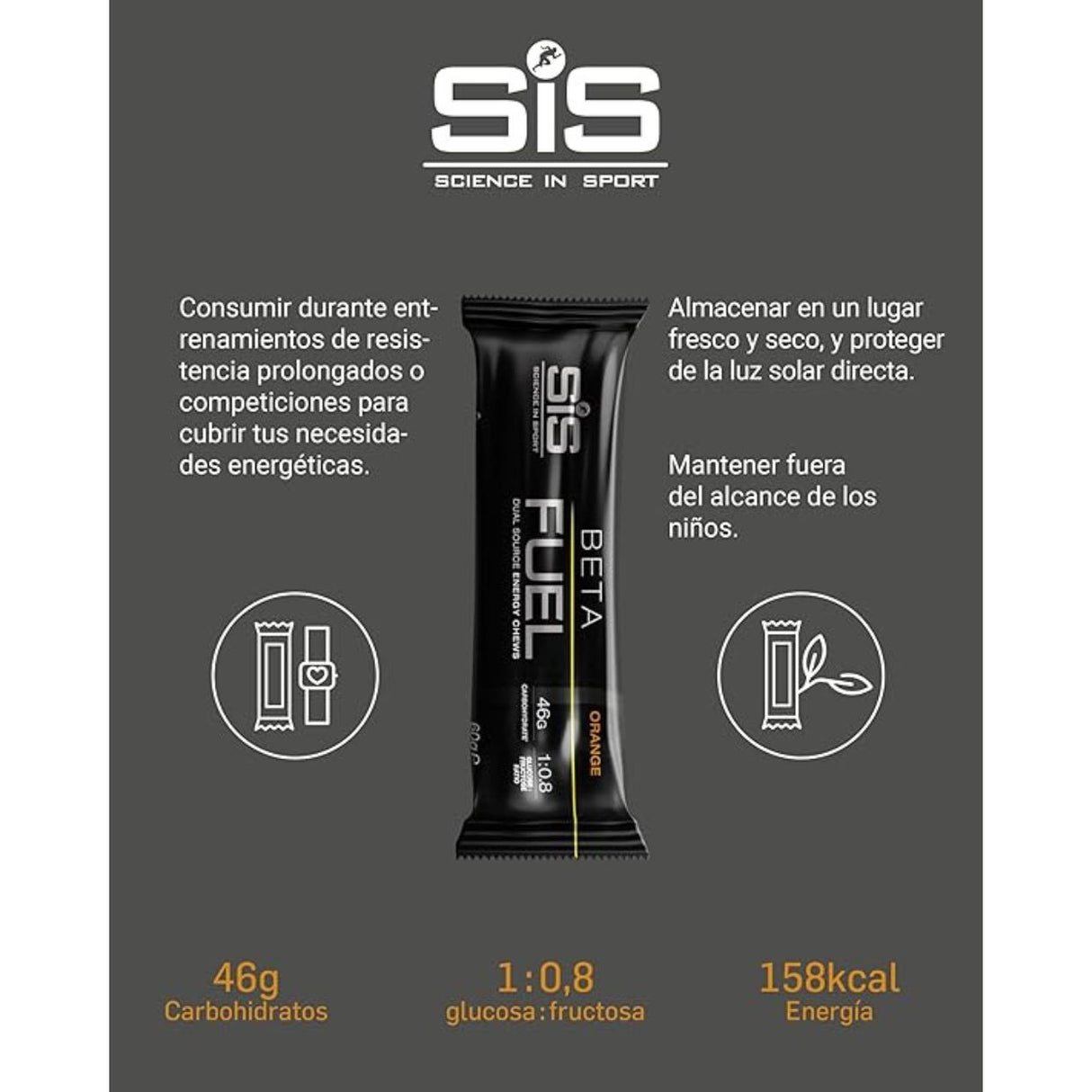 Barra Energética SIS Naranja 60g - Combustible Beta Deportivo 4