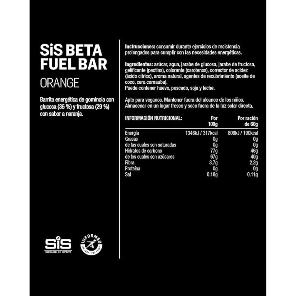 Barra Energética SIS Naranja 60g - Combustible Beta Deportivo 6