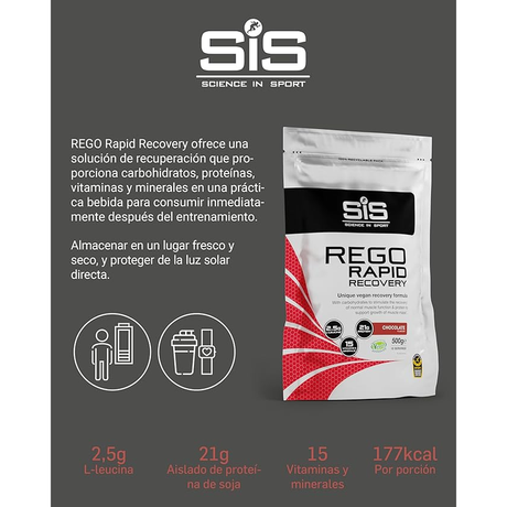Science in Sport Rapid Recovery Chocolate 500 g – bebida recuperación for runners [imagen 3]