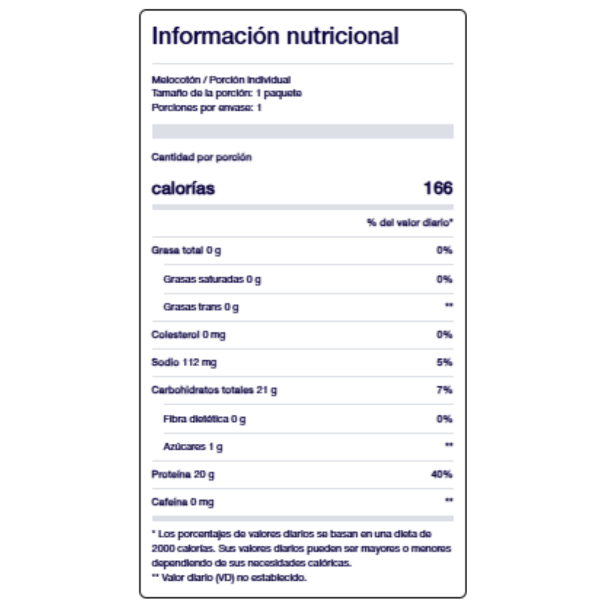 [imagen 3] Tabla Nutricional SiS REGO Clear Recovery Melocoton – Desglose con veinte gramos de proteina por porcion.