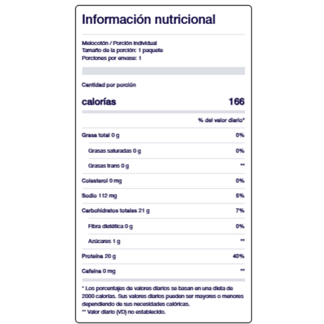 [imagen 3] Tabla Nutricional SiS REGO Clear Recovery Melocoton – Desglose con veinte gramos de proteina por porcion.