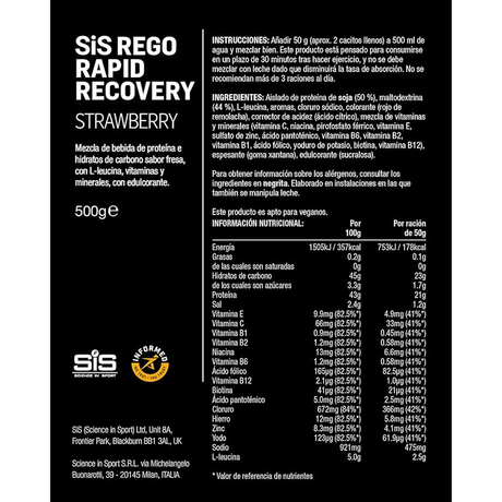 Science in Sport Rapid Recovery sabor fresa – bebida recuperación runners [imagen 3]