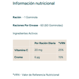 Información nutricional gomitas de vinagre de manzana destacando 500mg de ACV puro [imagen 3]