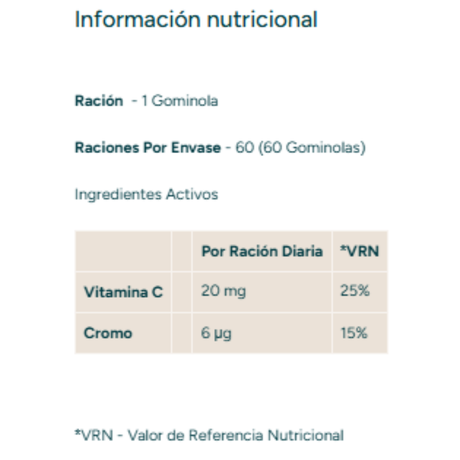 Información nutricional gomitas de vinagre de manzana destacando 500mg de ACV puro [imagen 3]