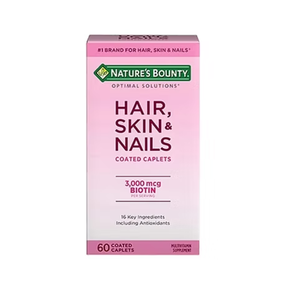 [imagen 1] Nature’s Bounty Hair Skin & Nails 60 comprimidos – Suplemento de biotina para fortalecer el cabello.