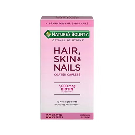 [imagen 1] Nature’s Bounty Hair Skin & Nails 60 comprimidos – Suplemento de biotina para fortalecer el cabello.