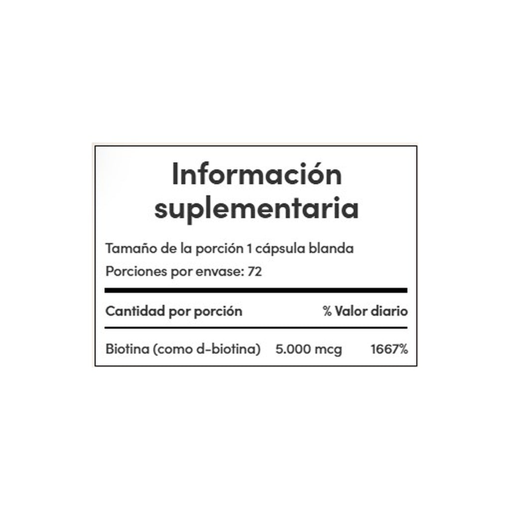 Cápsulas Nature's Bounty Biotina 5000mcg 72 unidades - Cabello fuerte y saludable 2