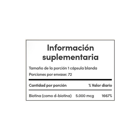 Cápsulas Nature's Bounty Biotina 5000mcg 72 unidades - Cabello fuerte y saludable 2