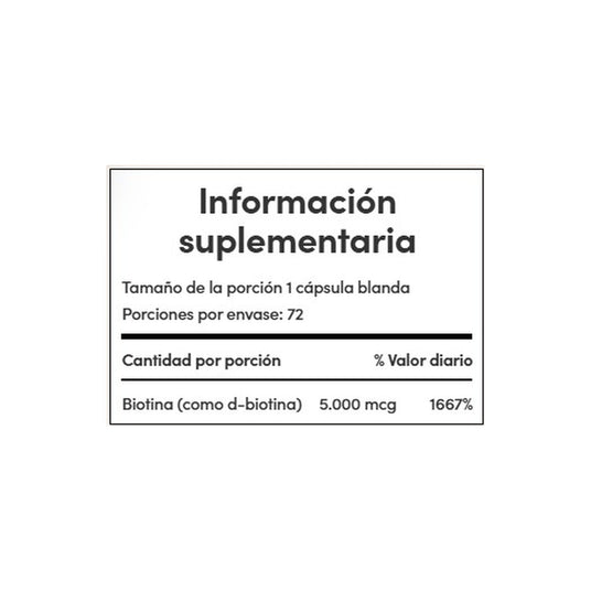 Cápsulas Nature's Bounty Biotina 5000mcg 72 unidades - Cabello fuerte y saludable 2