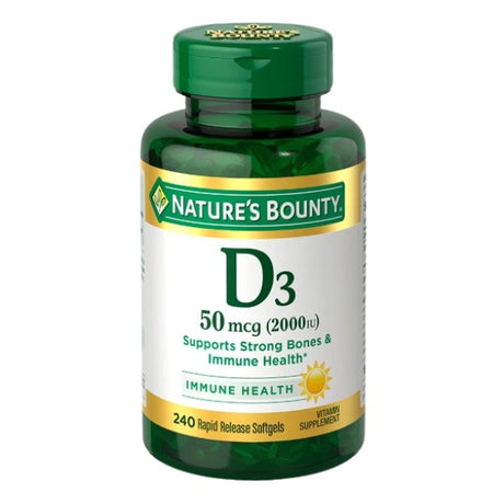 Suplemento Nature's Bounty Vitamina D3 2000 IU 240 Cápsulas - Fortalece Defensas Imagen 1