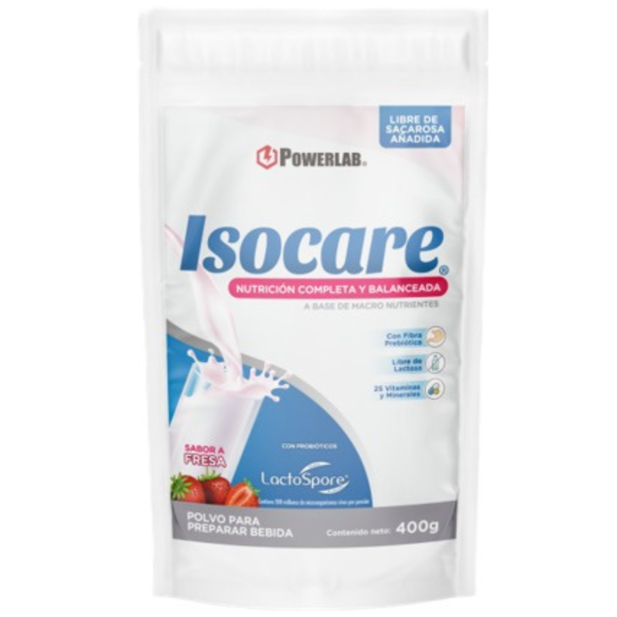 Powerlab Isocare Vainilla 400 g – Batido nutricional sin azúcar para diabéticos [imagen 1]
