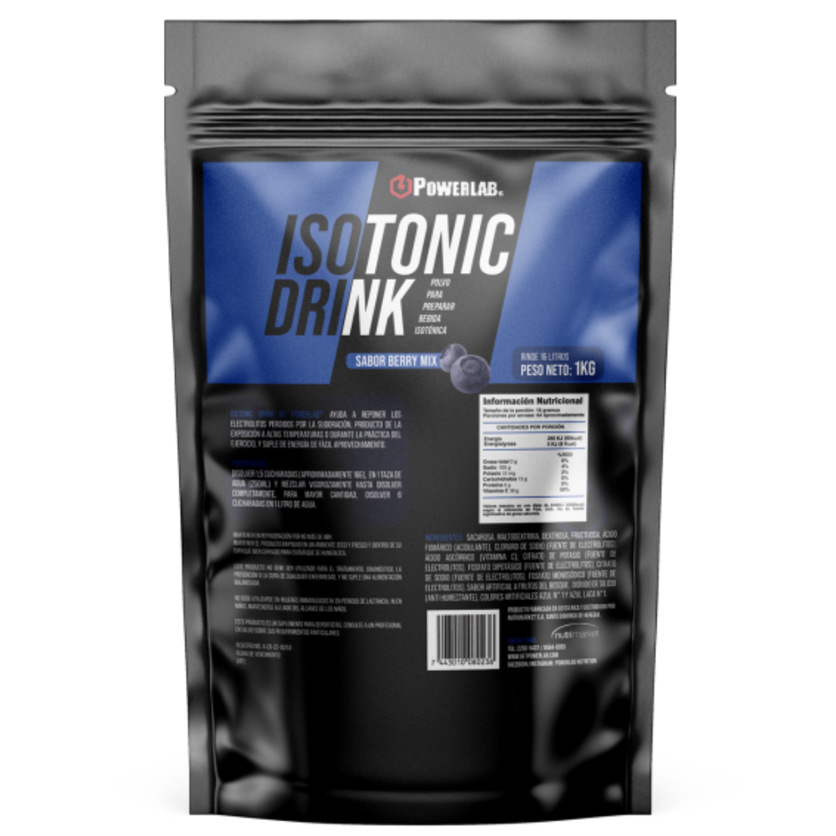 [imagen 1] Powerlab Isotonic Drink Berry Mix 1kg – Bebida isotónica que repone electrolitos perdidos por sudoración.