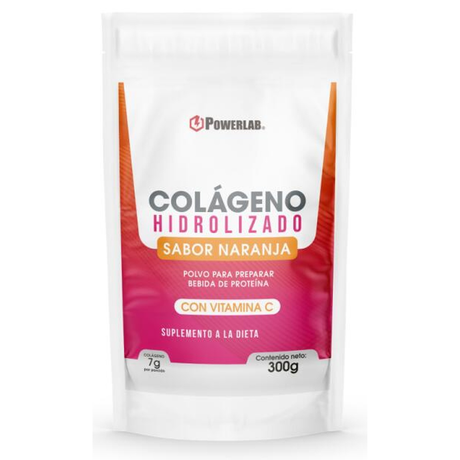 Powerlab Colágeno Hidrolizado 300 g sabor naranja para articulaciones saludables [imagen 1].