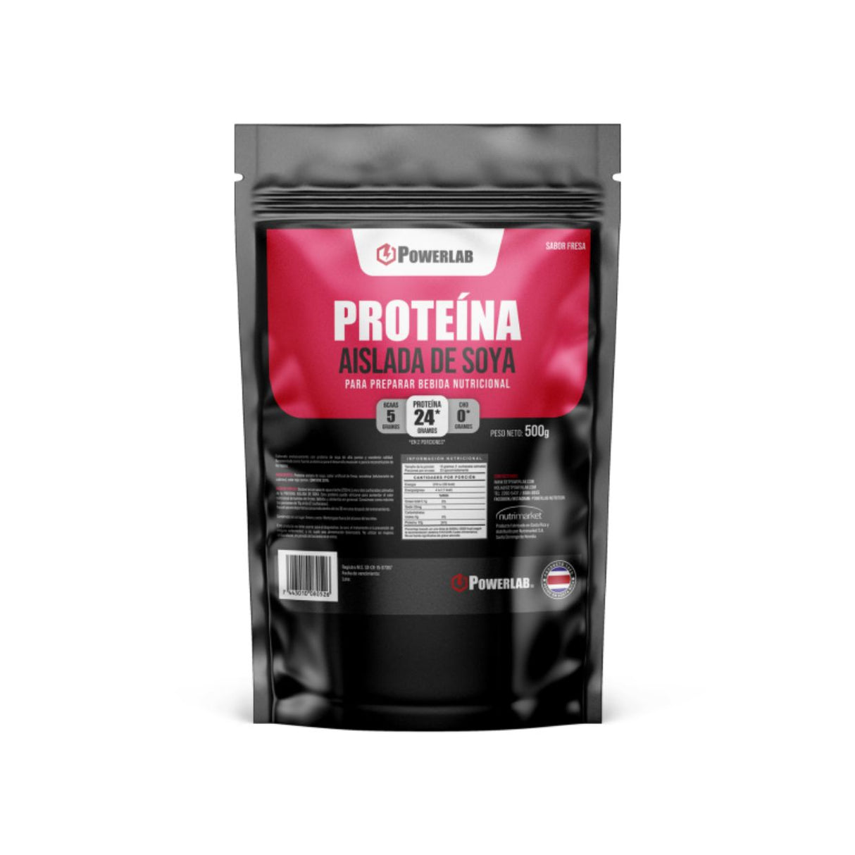 Proteína en Polvo PowerLab Soya Fresa 500g - Energía deportiva