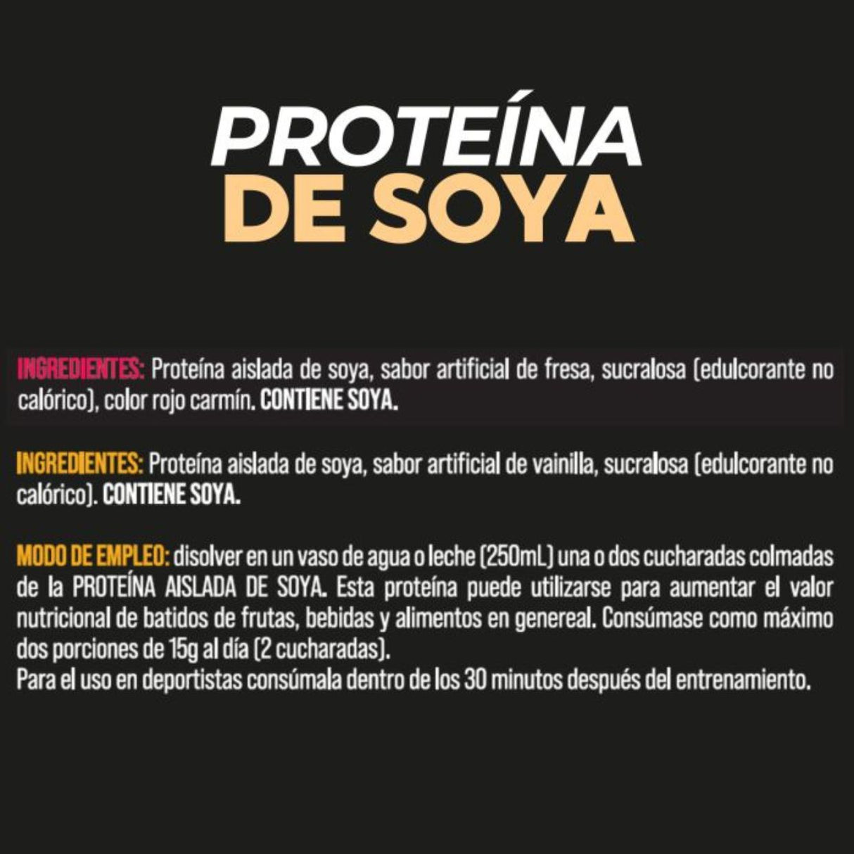 Proteína en Polvo PowerLab Soya Fresa 500g - Energía deportiva 2