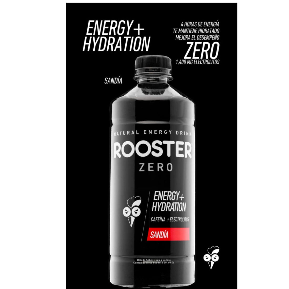 Bebida Energética Rooster Energía + Hidratación Sandía 600ml - Energía deportiva 1