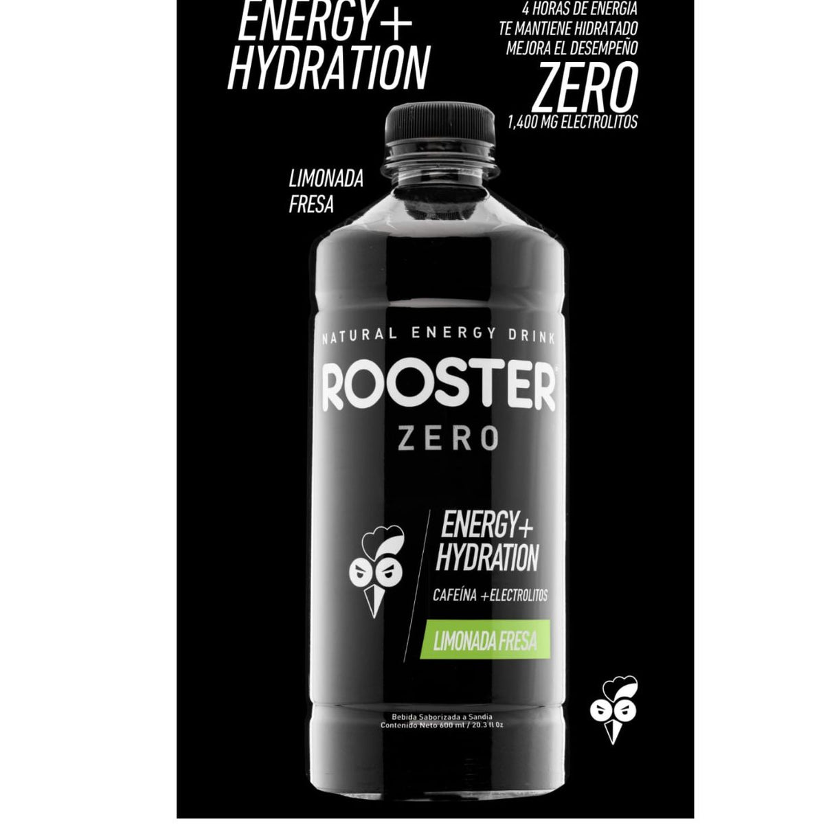 Bebida Energética Rooster Energía + Hidratación Limonada Fresa 600ml - Energía deportiva 1