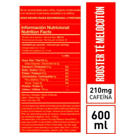 Bebida funcional té negro melocotón sin azúcar 600 ml [imagen 2]