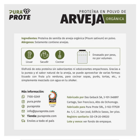 Arveja Orgánica Pura Prote 908g - Energía deportiva 1