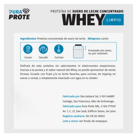 Whey Limpio 3 lb sin sabor agregado CR [imagen 4]
