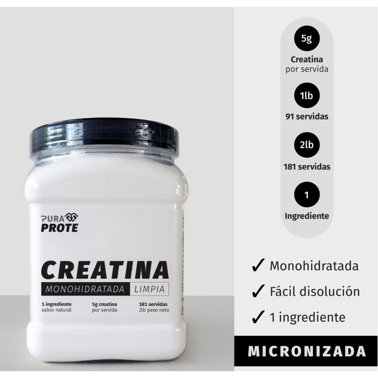 Creatina Limpia Pura Prote 908g - Energía deportiva 4