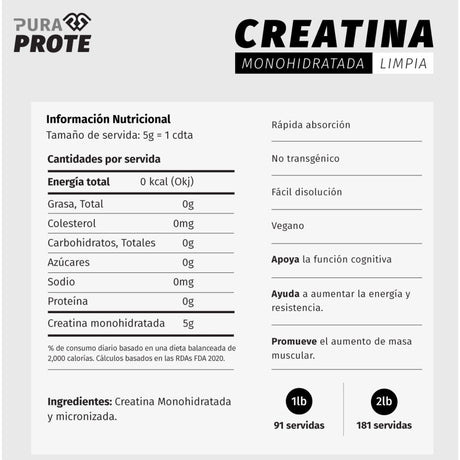 Creatina Limpia Pura Prote 908g - Energía deportiva 2