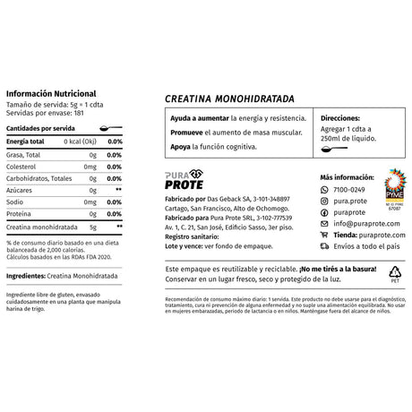 Creatina Limpia Pura Prote 454g - Energía deportiva 4