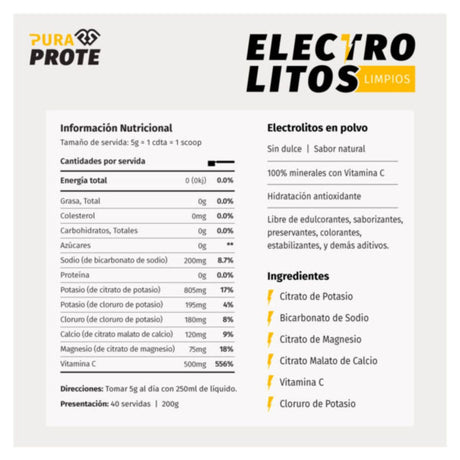 Electrolitos Limpios Pura Prote 200g - Energía deportiva 2