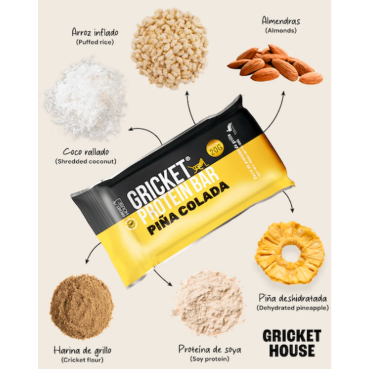 Barra proteica sabor piña colada sin gluten 60g [img2]