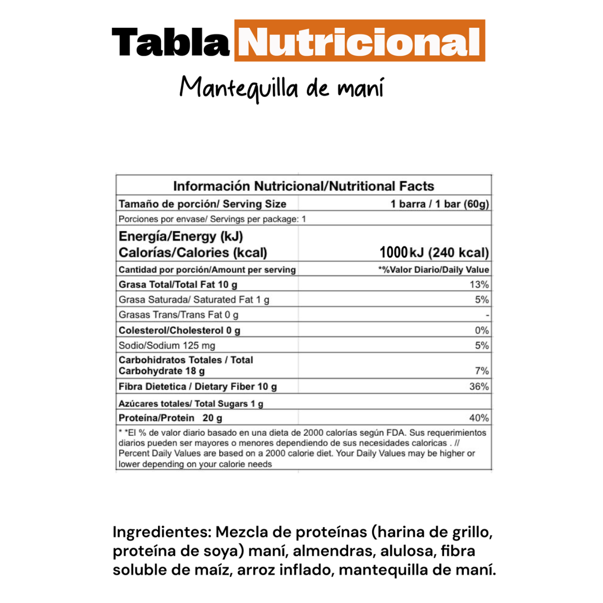 Barra proteica sin lácteos Gricket mani 60g Costa Rica [img4]