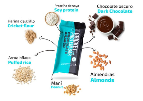 Barrita de proteína de grillo sabor chocolate amargo Mix - Energía deportiva 4