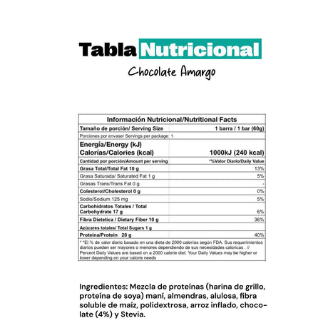 Barrita de proteína de grillo sabor chocolate amargo Mix - Energía deportiva  1