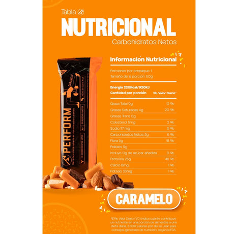 Barrita de proteína Perform Caramelo (6 Unidades) - Energía deportiva 3