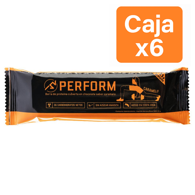 Barrita de proteína Perform caramelo caja 6 unidades – snack sin azúcar Costa Rica [imagen 1]