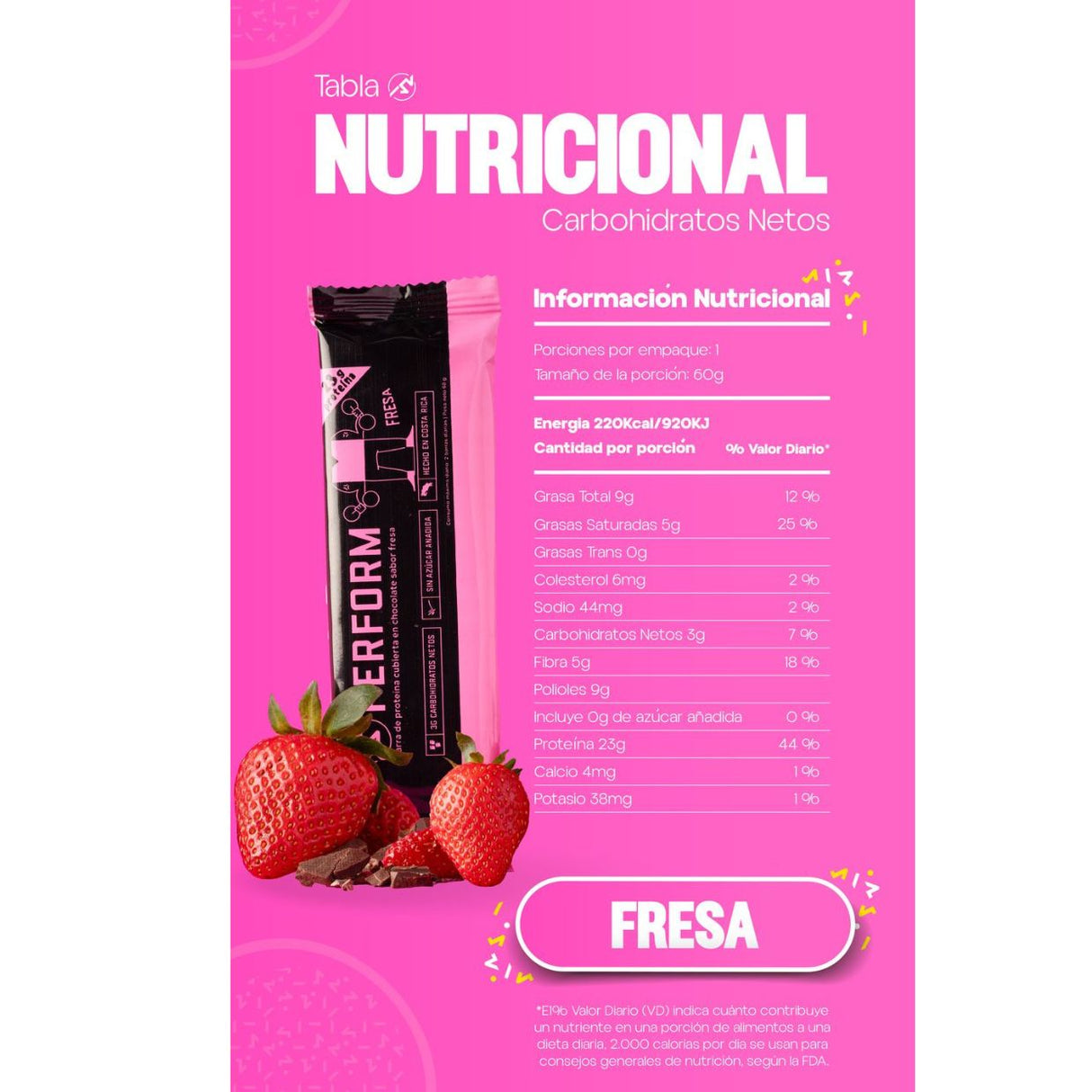 Barrita de proteína Perform Fresa (6 Unidades) - Energía deportiva 3