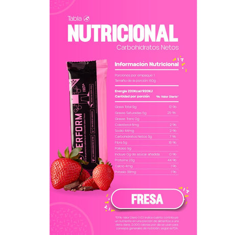 Barrita de proteína Perform Fresa (6 Unidades) - Energía deportiva 3