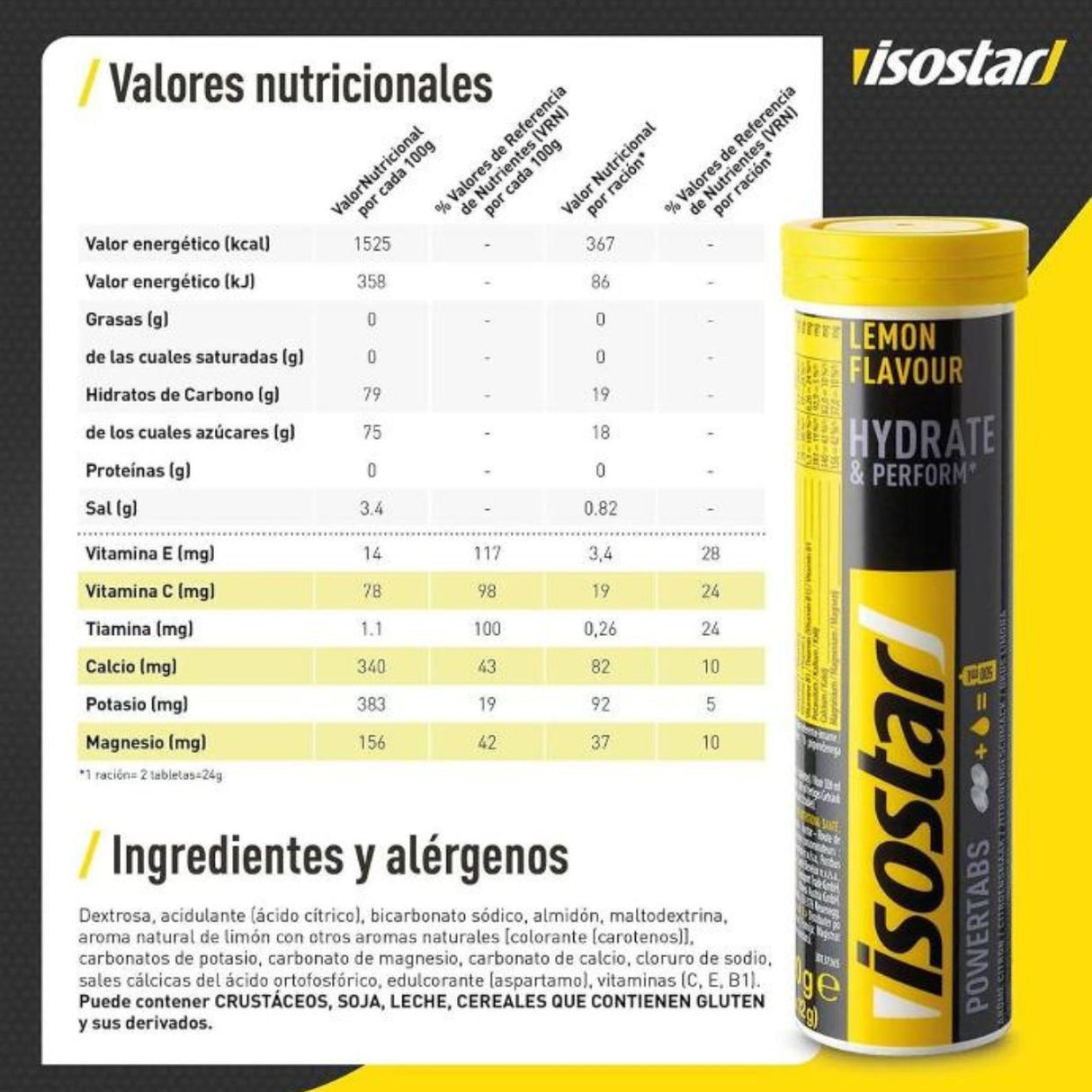 Pastillas Hidratantes Isostar con Electrolitos Limón 10 Tabletas - Hidratación y energía 1