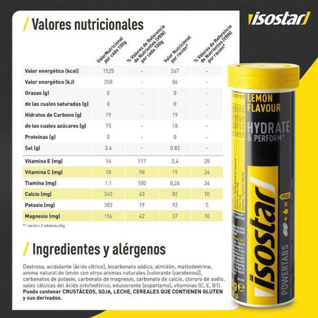 Pastillas Hidratantes Isostar con Electrolitos Limón 10 Tabletas - Hidratación y energía 1