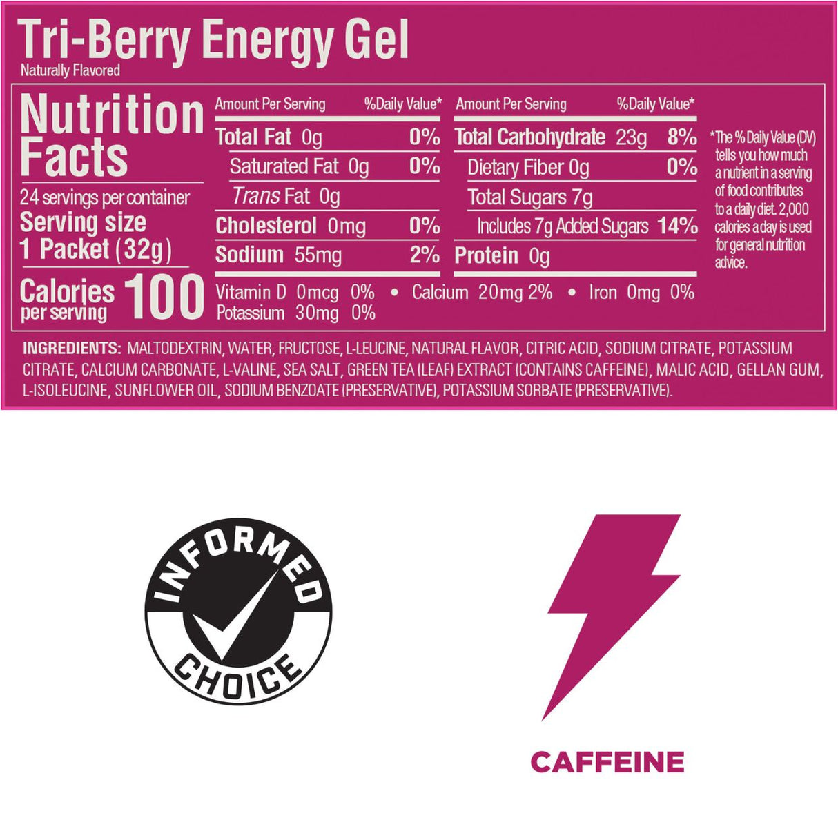 Gel Energizante GU Con Cafeína Frutos rojos 32g - Energía deportiva 2