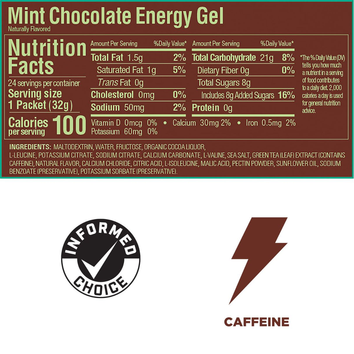 Gel Energizante GU Con Cafeína Chocomenta 32g - Energía deportiva 2